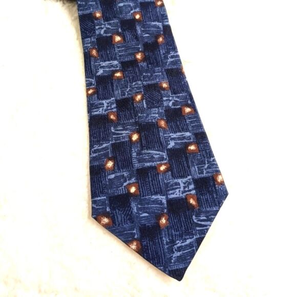 Vintage Men's 100% Italian Silk Abstract Squares Motif Tie - Picture 4 of 12